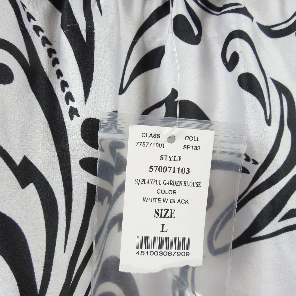 WHITE HOUSE BLACK MARKET Top L NWT Print Blouse Gem Buttons Party Shirt - Picture 10 of 12